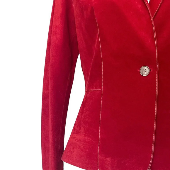 Vintage Di Vita Women’s Red Soft Suede Jacket Y2k Size 4 - Picture 5 of 11